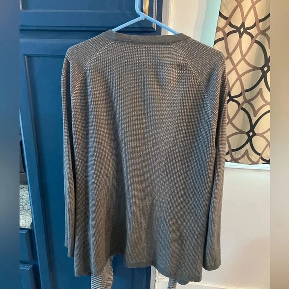 margaret o’leary gray waffle knit open front cardigan size medium - Picture 5 of 6